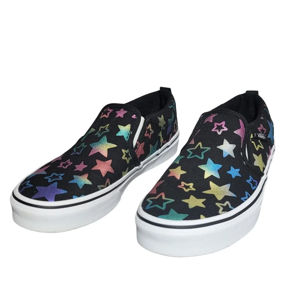 Vans Slip On‎ Platform Iridescent Star Print Skate Shoes Sneakers